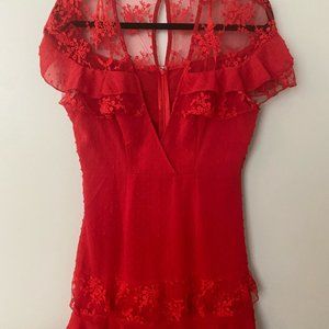 Selfie Leslie Red Lace Dress